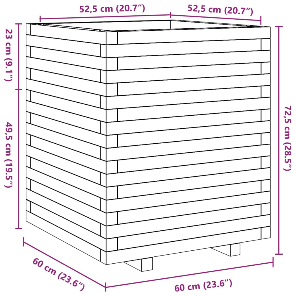 Plantenbak 60x60x72,5 cm massief douglashout - AllerleiShop