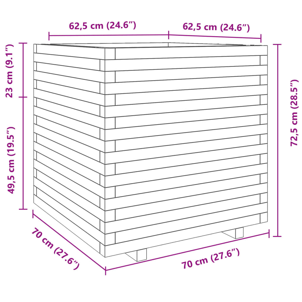 Plantenbak 70x70x72,5 cm massief grenenhout - AllerleiShop