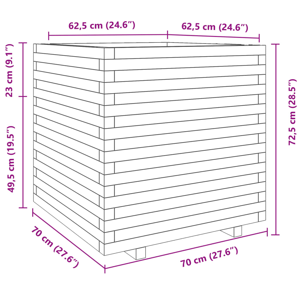 Plantenbak 70x70x72,5 cm geïmpregneerd grenenhout - AllerleiShop