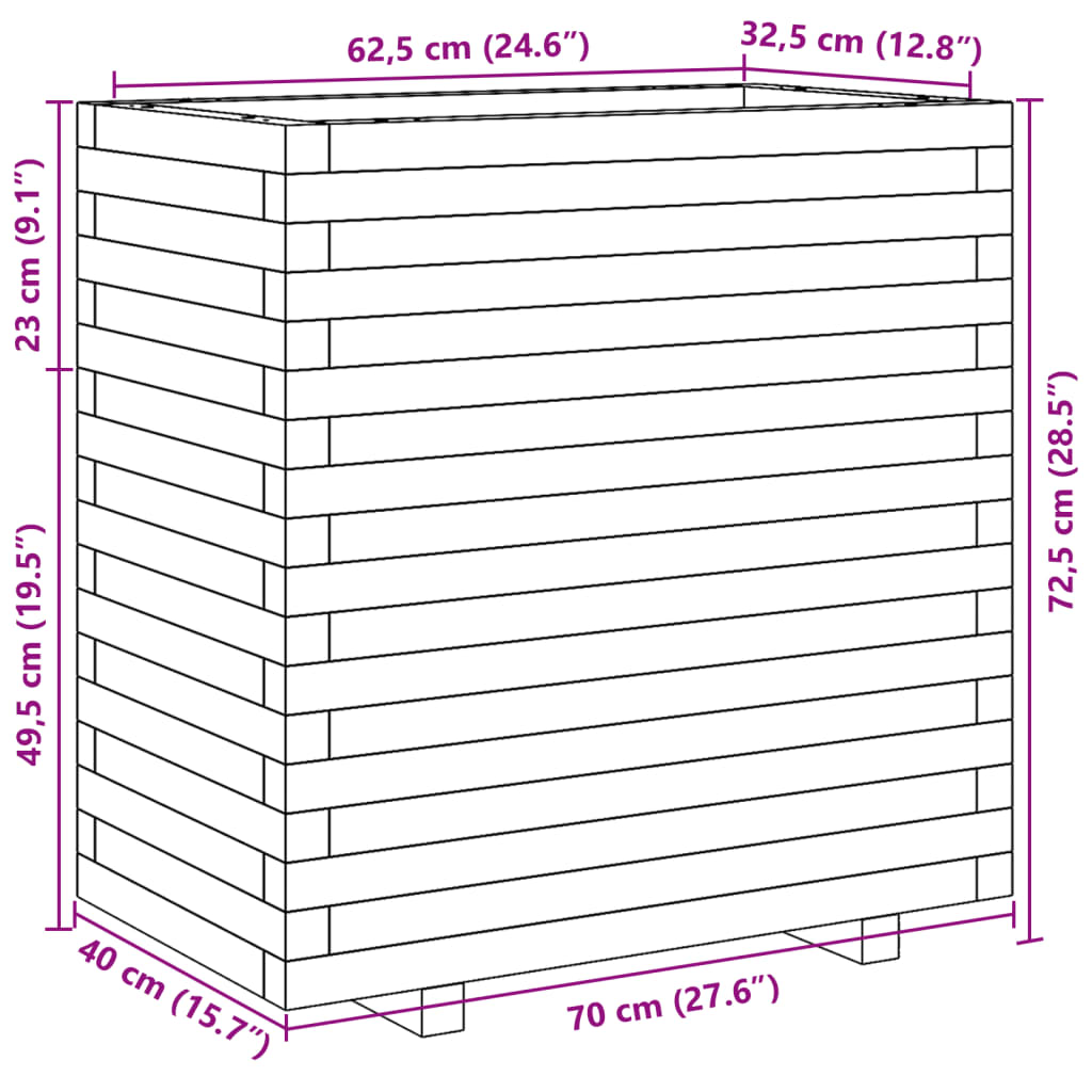 Plantenbak 70x40x72,5 cm massief grenenhout - AllerleiShop