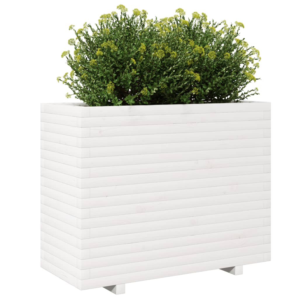 Plantenbak 90x40x72,5 cm massief grenenhout wit - AllerleiShop