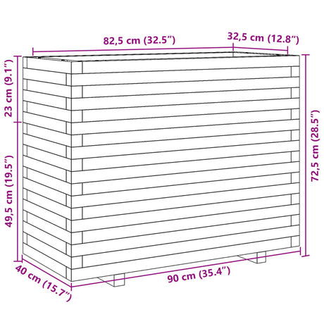 Plantenbak 90x40x72,5 cm massief grenenhout wit - AllerleiShop