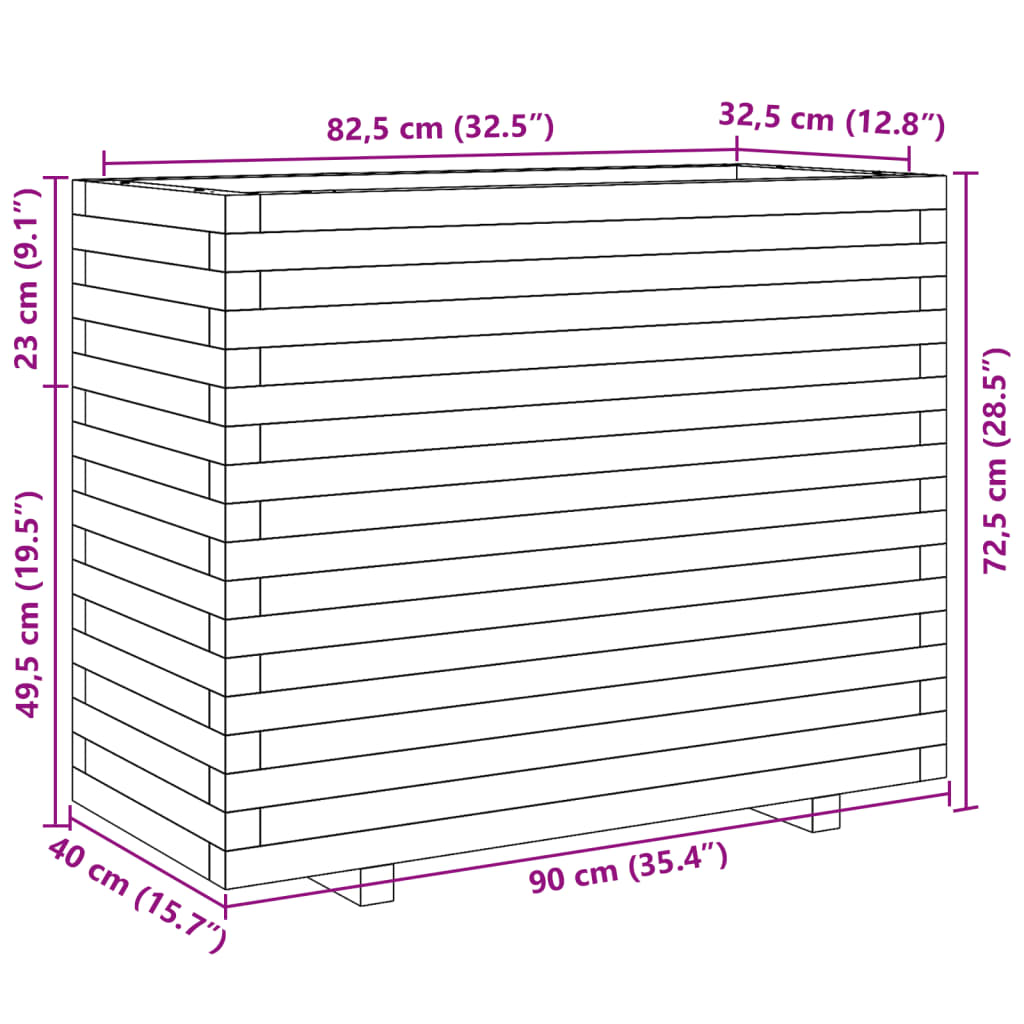 Plantenbak 90x40x72,5 cm massief grenenhout wasbruin - AllerleiShop