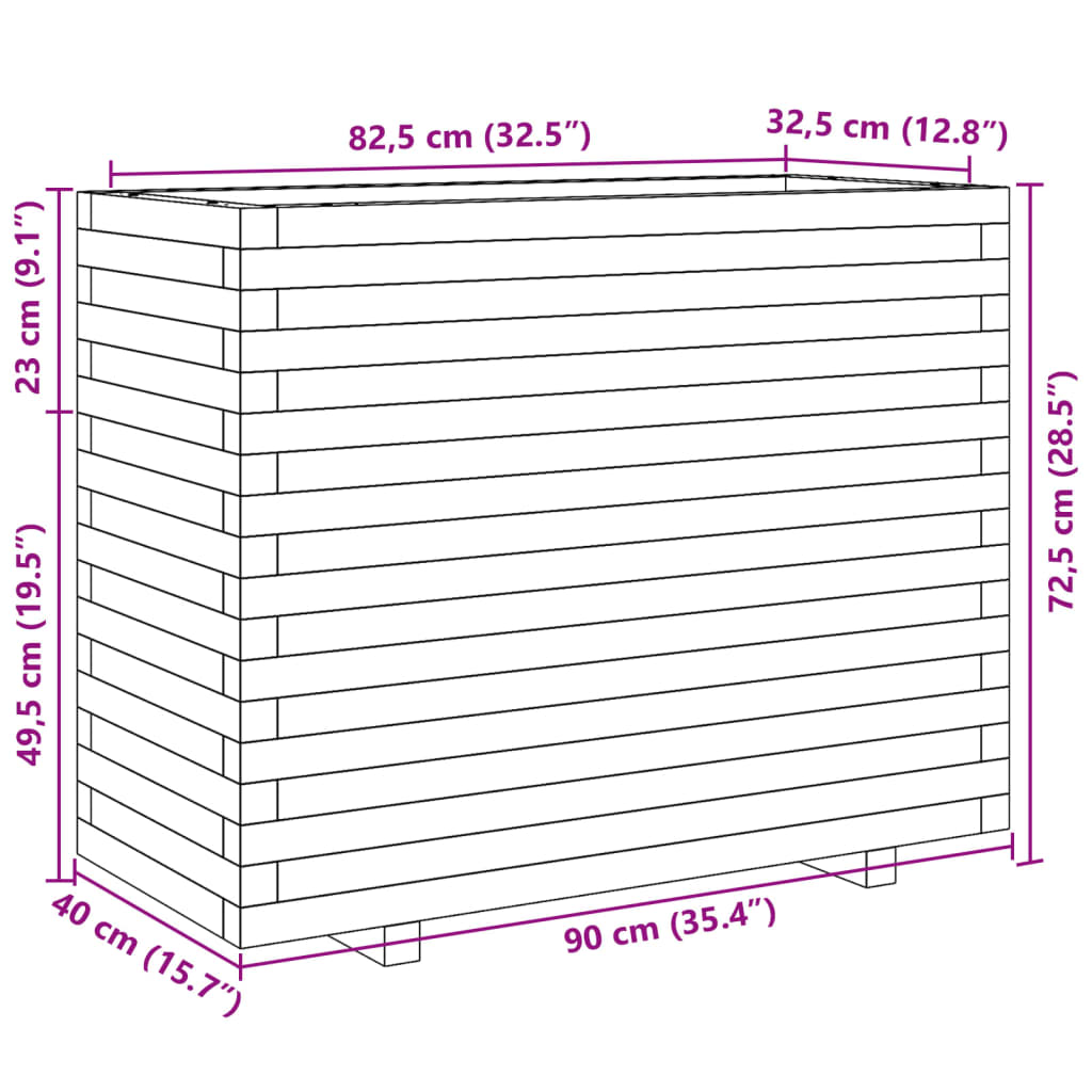 Plantenbak 90x40x72,5 cm massief douglashout - AllerleiShop