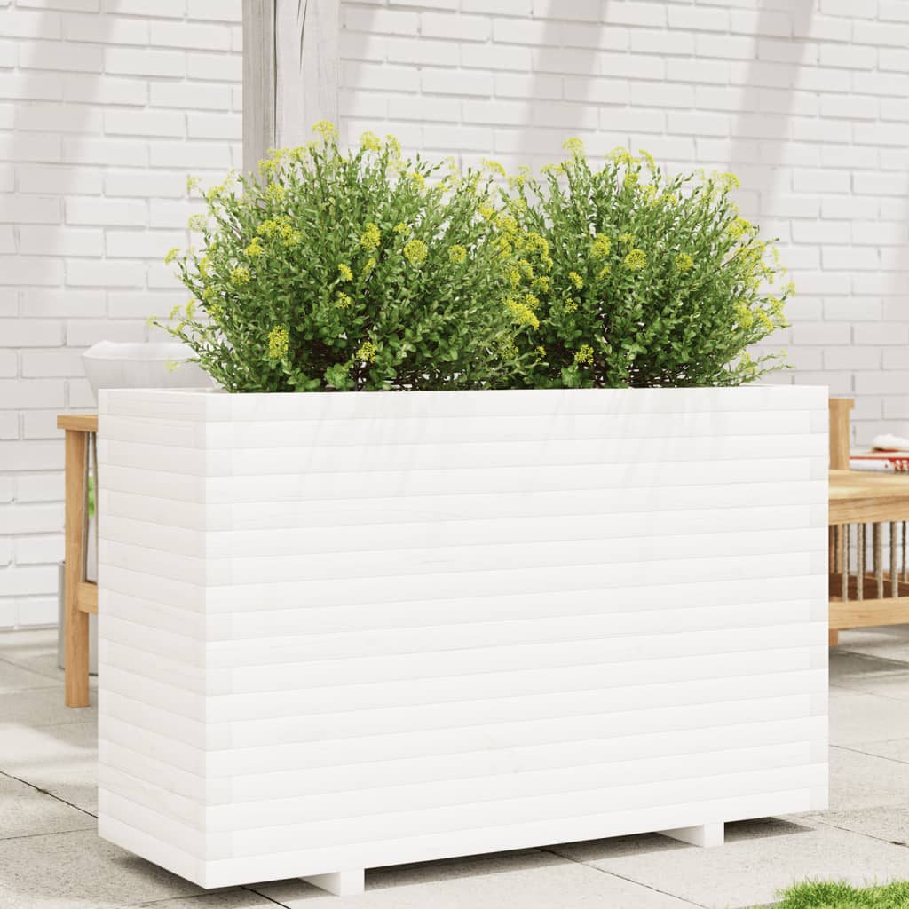 Plantenbak 110x40x72,5 cm massief grenenhout wit - AllerleiShop