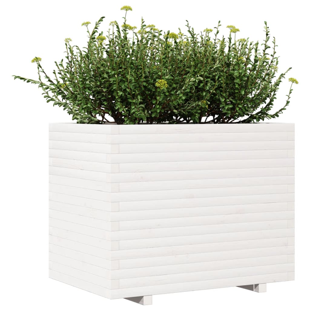 Plantenbak 90x60x72,5 cm massief grenenhout wit - AllerleiShop