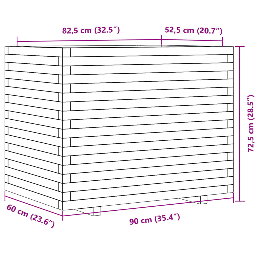 Plantenbak 90x60x72,5 cm massief douglashout - AllerleiShop