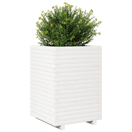 Plantenbak 50x50x72 cm massief grenenhout wit - AllerleiShop