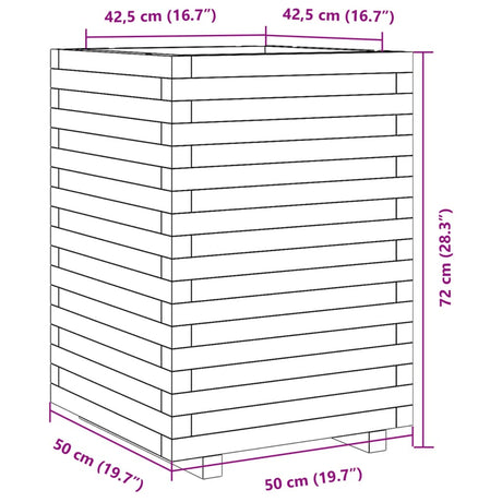 Plantenbak 50x50x72 cm massief grenenhout wit - AllerleiShop