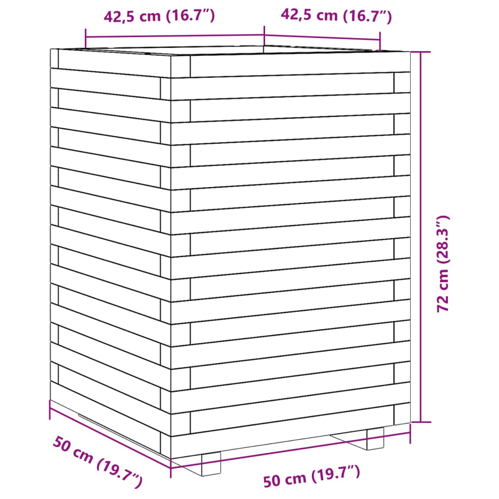 Plantenbak 50x50x72 cm massief grenenhout wasbruin - AllerleiShop