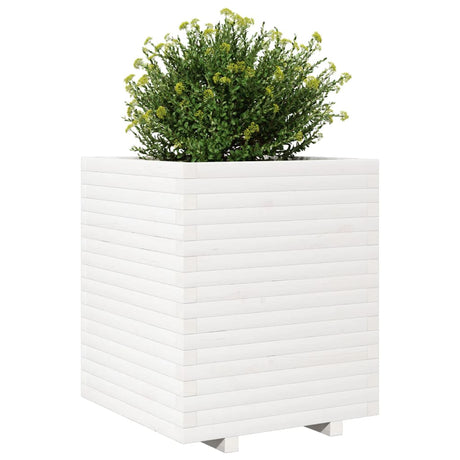 Plantenbak 60x60x72 cm massief grenenhout wit - AllerleiShop