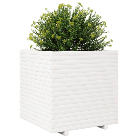 Plantenbak 70x70x72 cm massief grenenhout wit - AllerleiShop