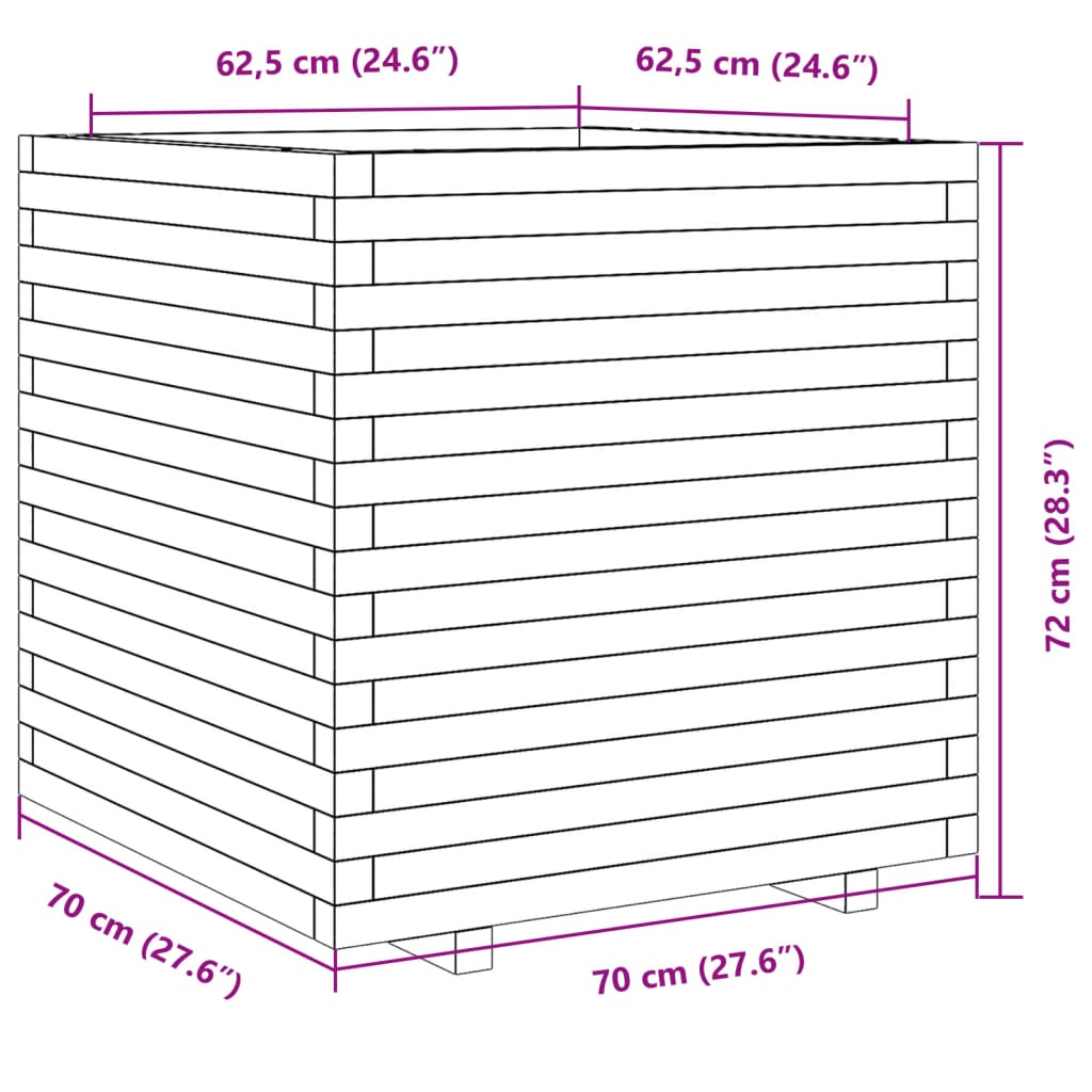 Plantenbak 70x70x72 cm geïmpregneerd grenenhout - AllerleiShop