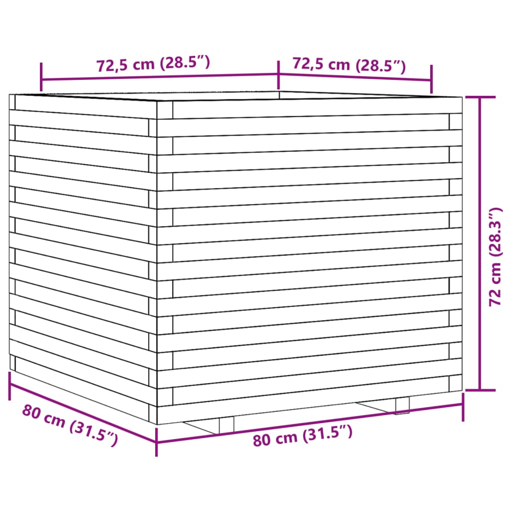 Plantenbak 80x80x72 cm massief grenenhout - AllerleiShop