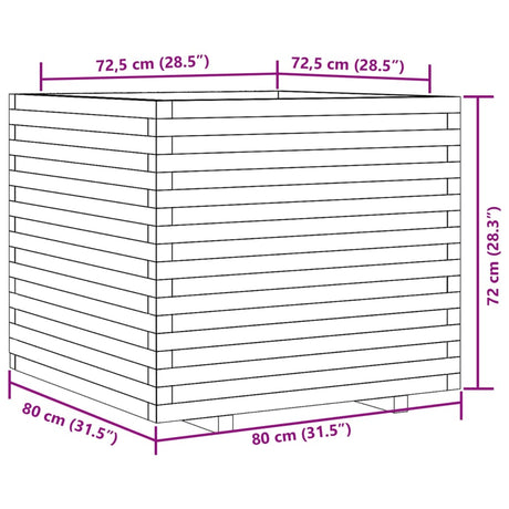 Plantenbak 80x80x72 cm massief grenenhout wit - AllerleiShop