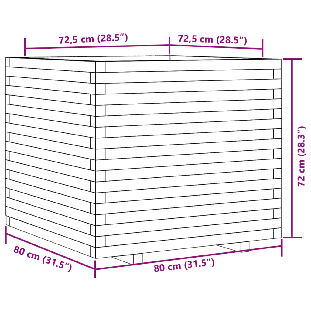 Plantenbak 80x80x72 cm geïmpregneerd grenenhout - AllerleiShop