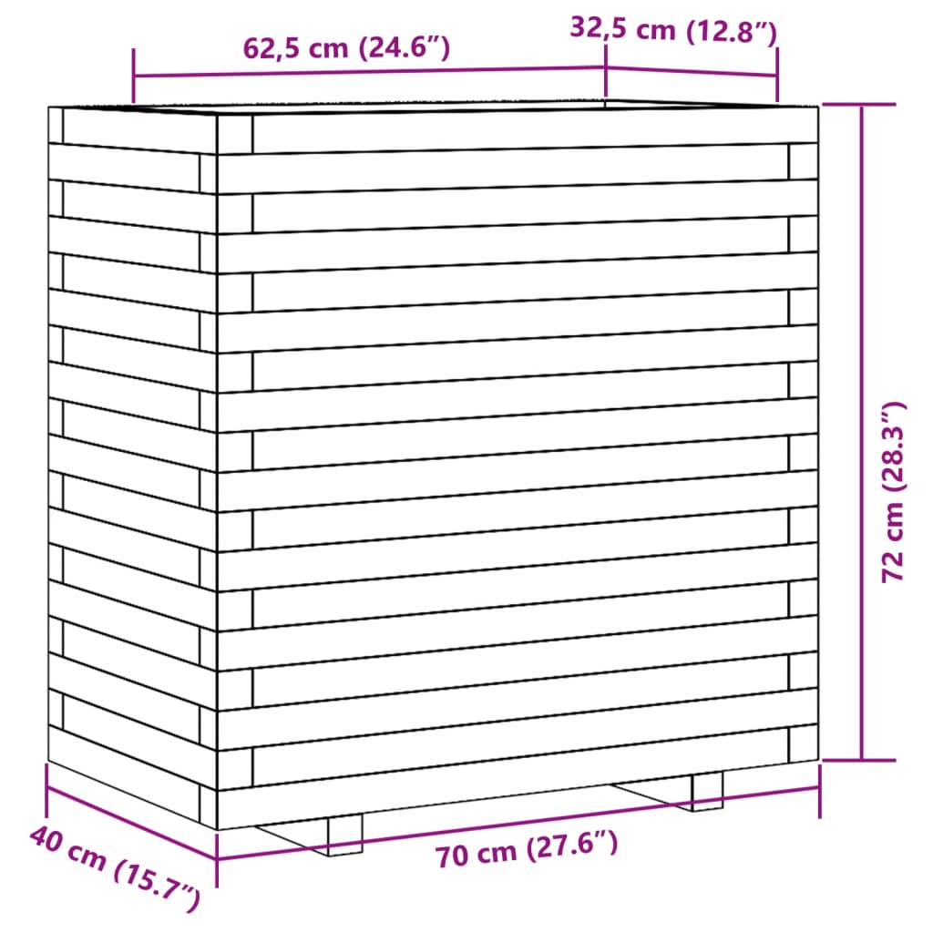 Plantenbak 70x40x72 cm massief grenenhout - AllerleiShop