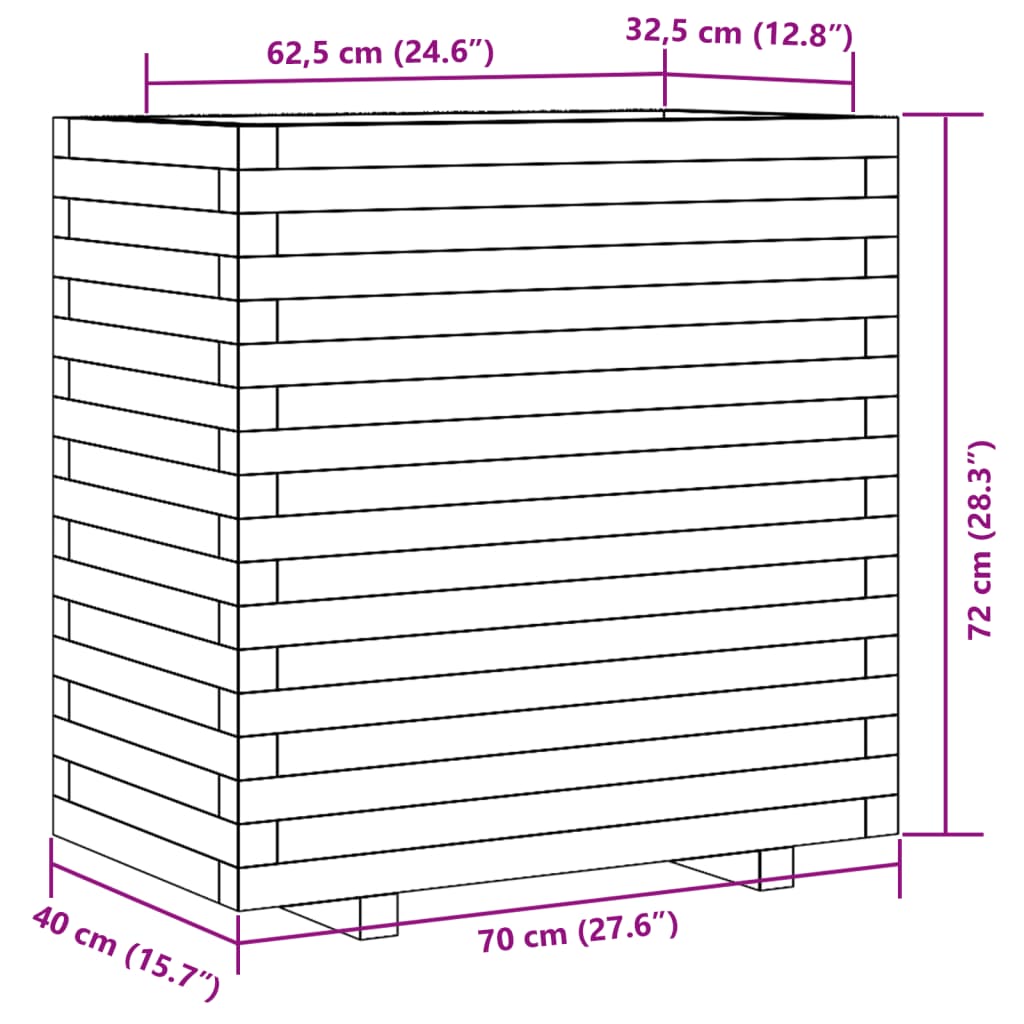 Plantenbak 70x40x72 cm massief grenenhout wit - AllerleiShop