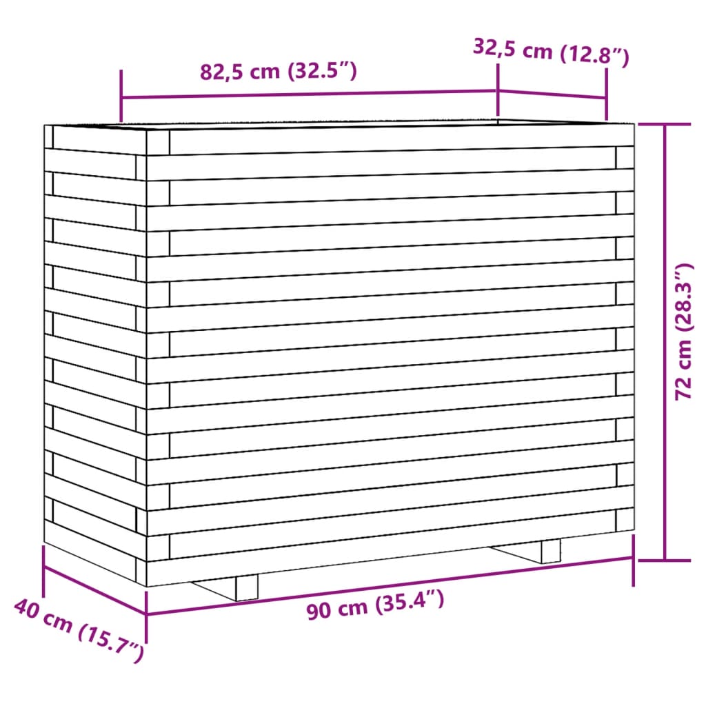 Plantenbak 90x40x72 cm massief grenenhout wit - AllerleiShop