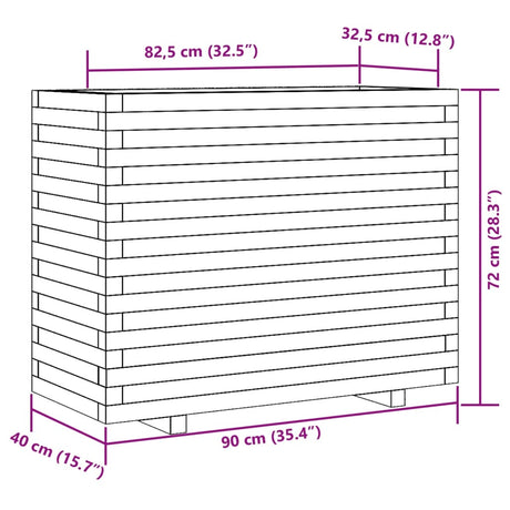 Plantenbak 90x40x72 cm massief grenenhout wit - AllerleiShop