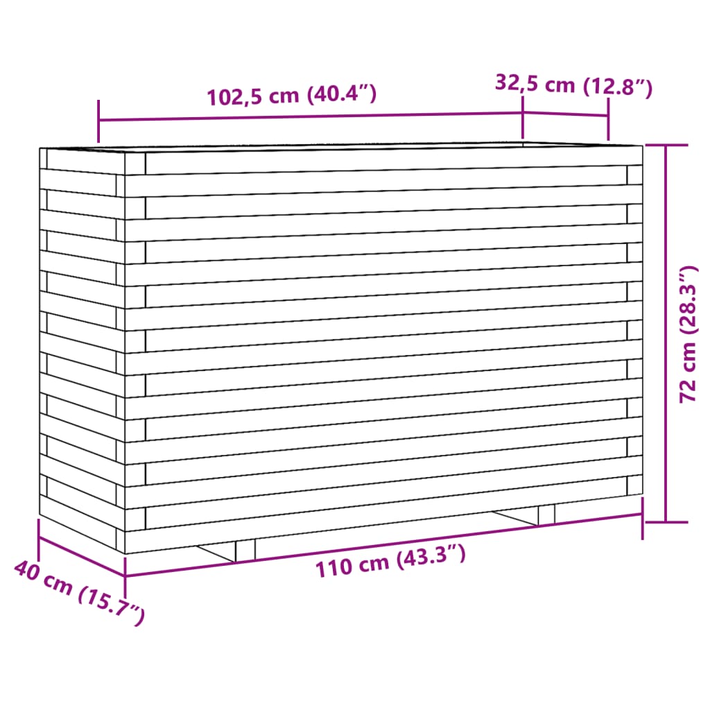 Plantenbak 110x40x72 cm massief grenenhout - AllerleiShop