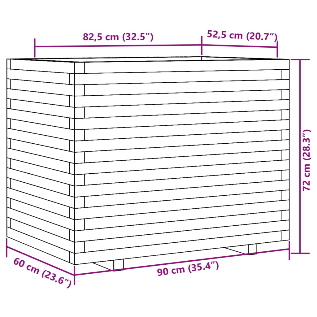 Plantenbak 90x60x72 cm massief grenenhout - AllerleiShop