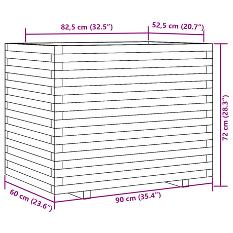 Plantenbak 90x60x72 cm massief grenenhout - AllerleiShop