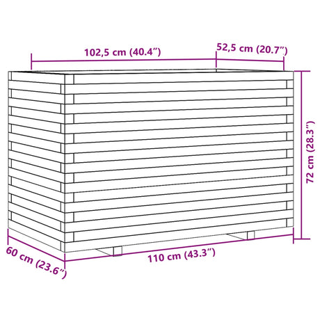 Plantenbak 110x60x72 cm massief grenenhout wit - AllerleiShop