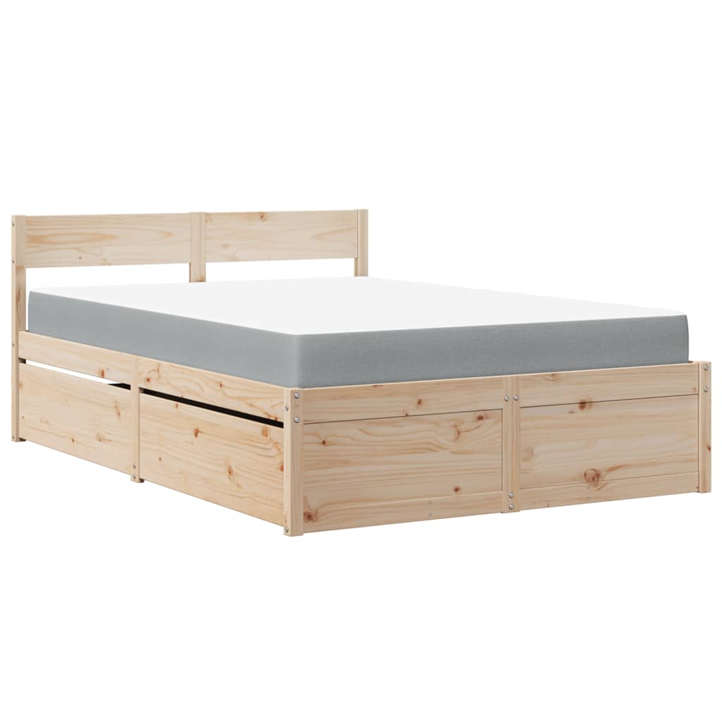 Bed met lades en matras massief grenenhout 120x190 cm