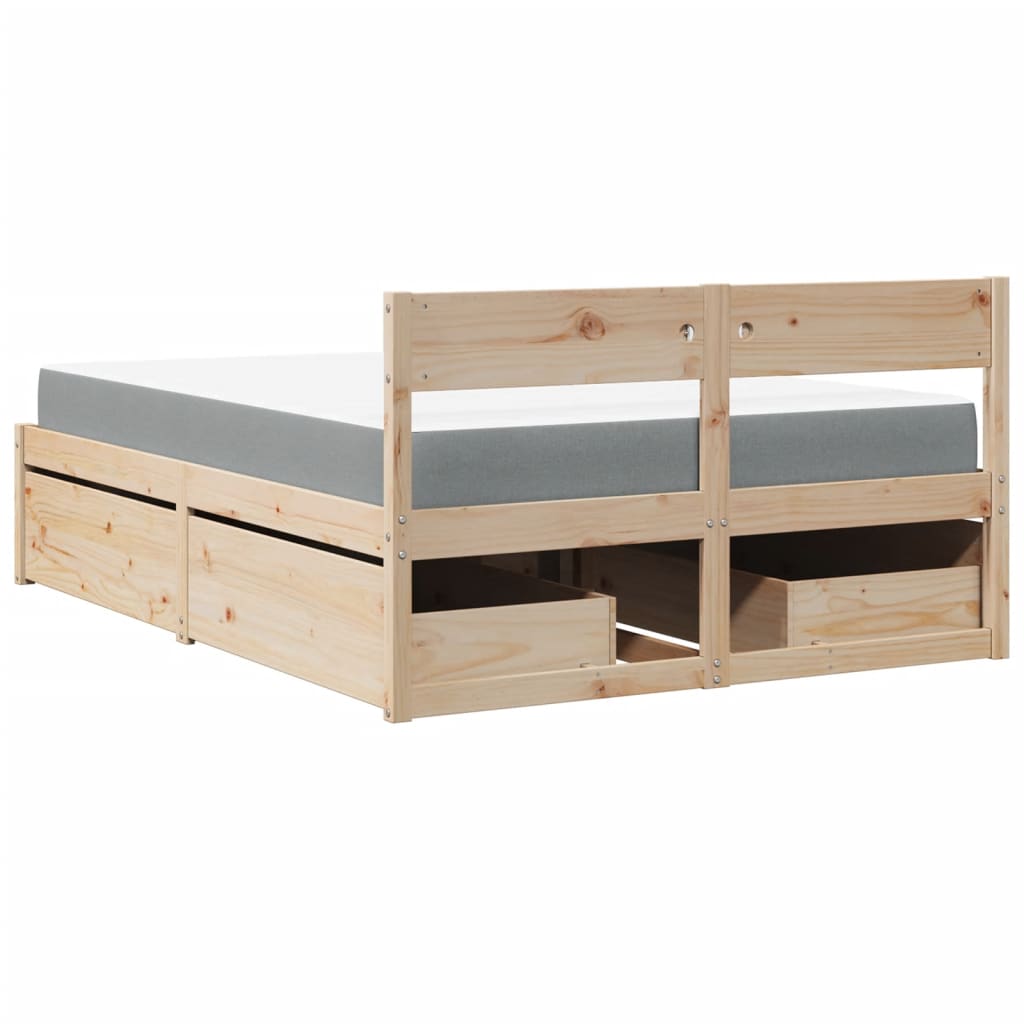 Bed met lades en matras massief grenenhout 120x190 cm