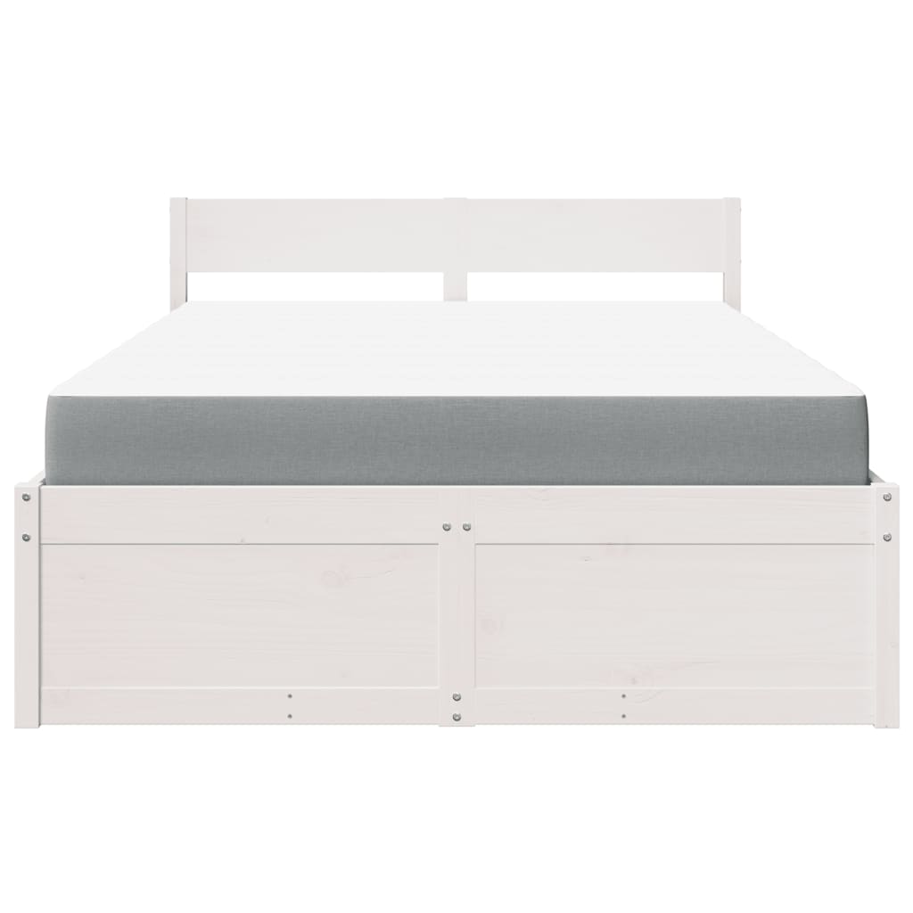 Bed met lades en matras massief grenenhout wit 120x190 cm