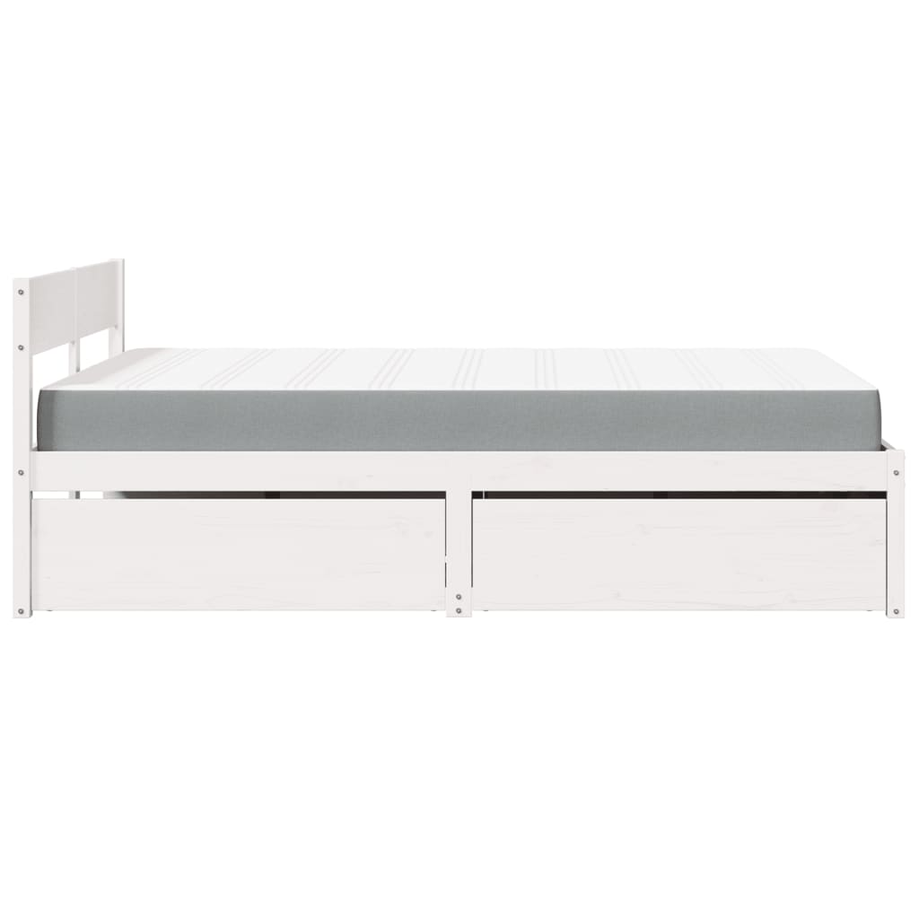 Bed met lades en matras massief grenenhout wit 120x190 cm
