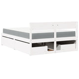Bed met lades en matras massief grenenhout wit 120x190 cm