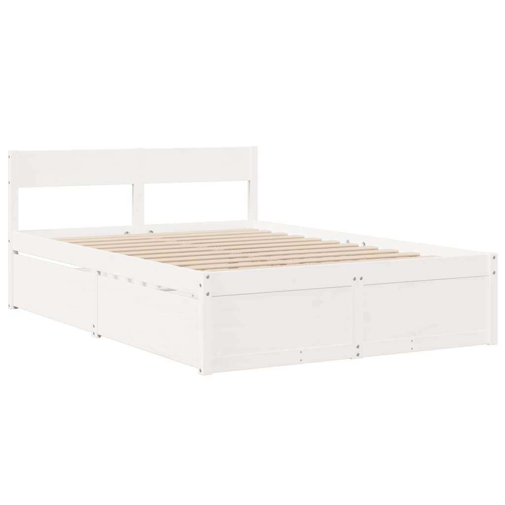 Bed met lades en matras massief grenenhout wit 120x190 cm