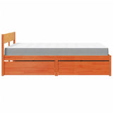 Bed met lades en matras massief grenenhout wasbruin 120x190 cm