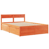 Bed met lades en matras massief grenenhout wasbruin 120x190 cm
