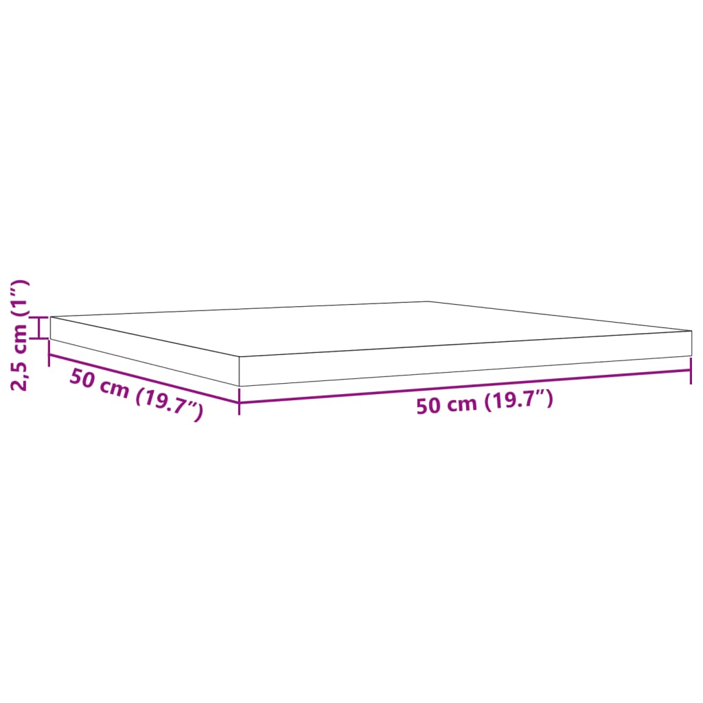 Tafelblad vierkant 50x50x2,5 cm massief grenenhout