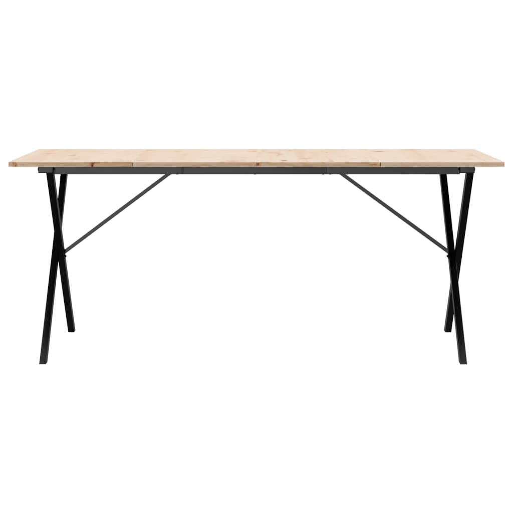 Eettafel X-frame 180x90x75 cm massief grenenhout en gietijzer - AllerleiShop