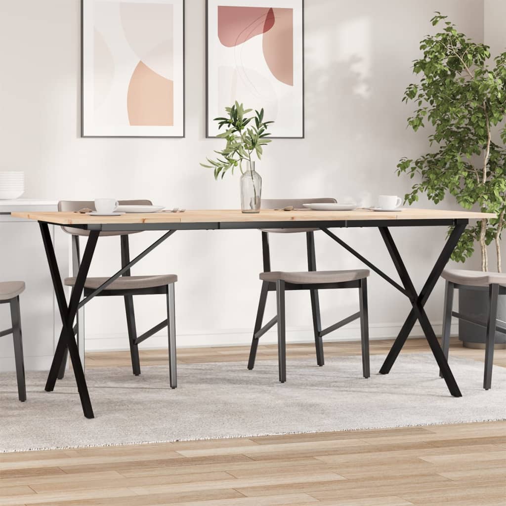 Eettafel X-frame 180x90x75 cm massief grenenhout en gietijzer - AllerleiShop