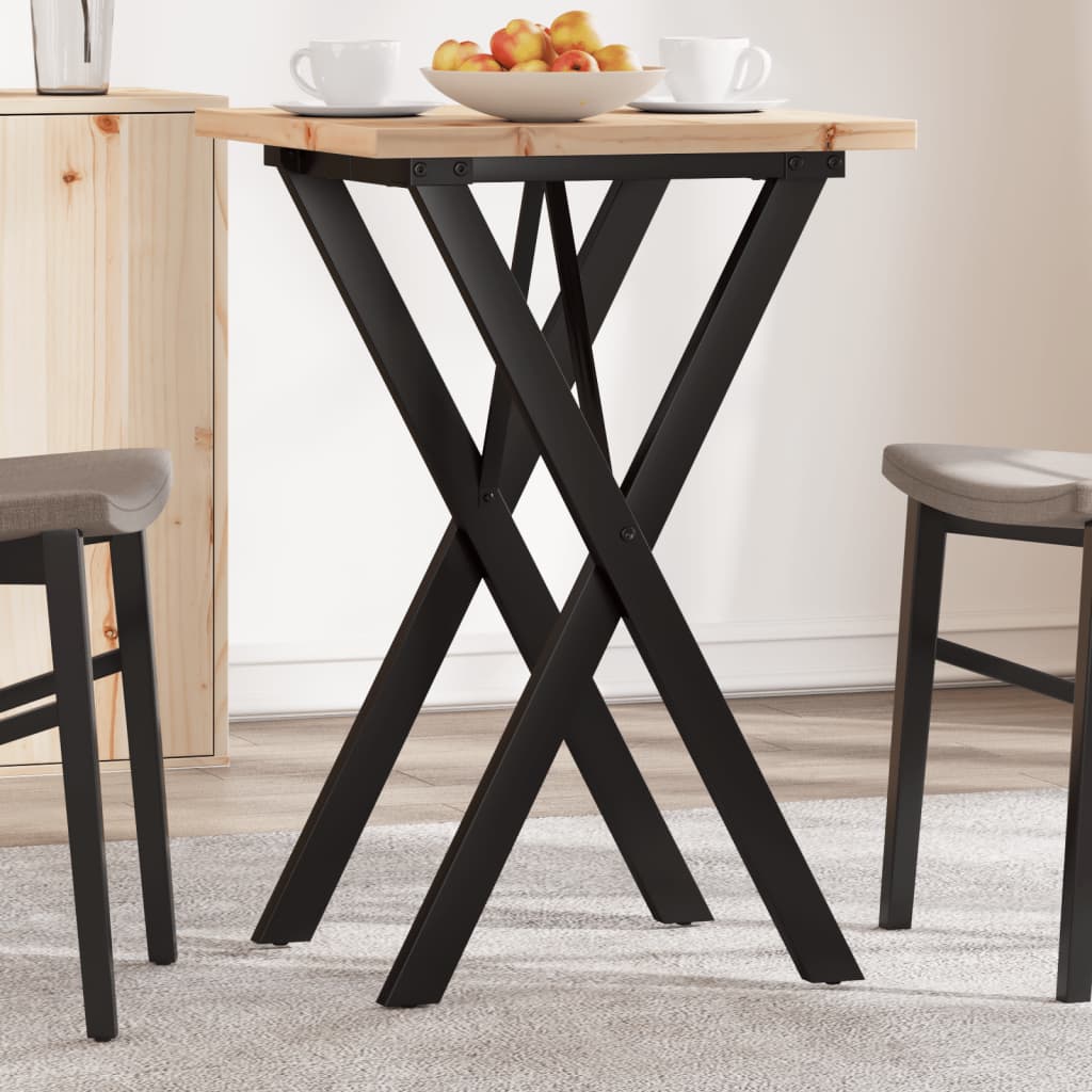 Eettafel X-frame 50x50x75,5 cm massief grenenhout en gietijzer - AllerleiShop