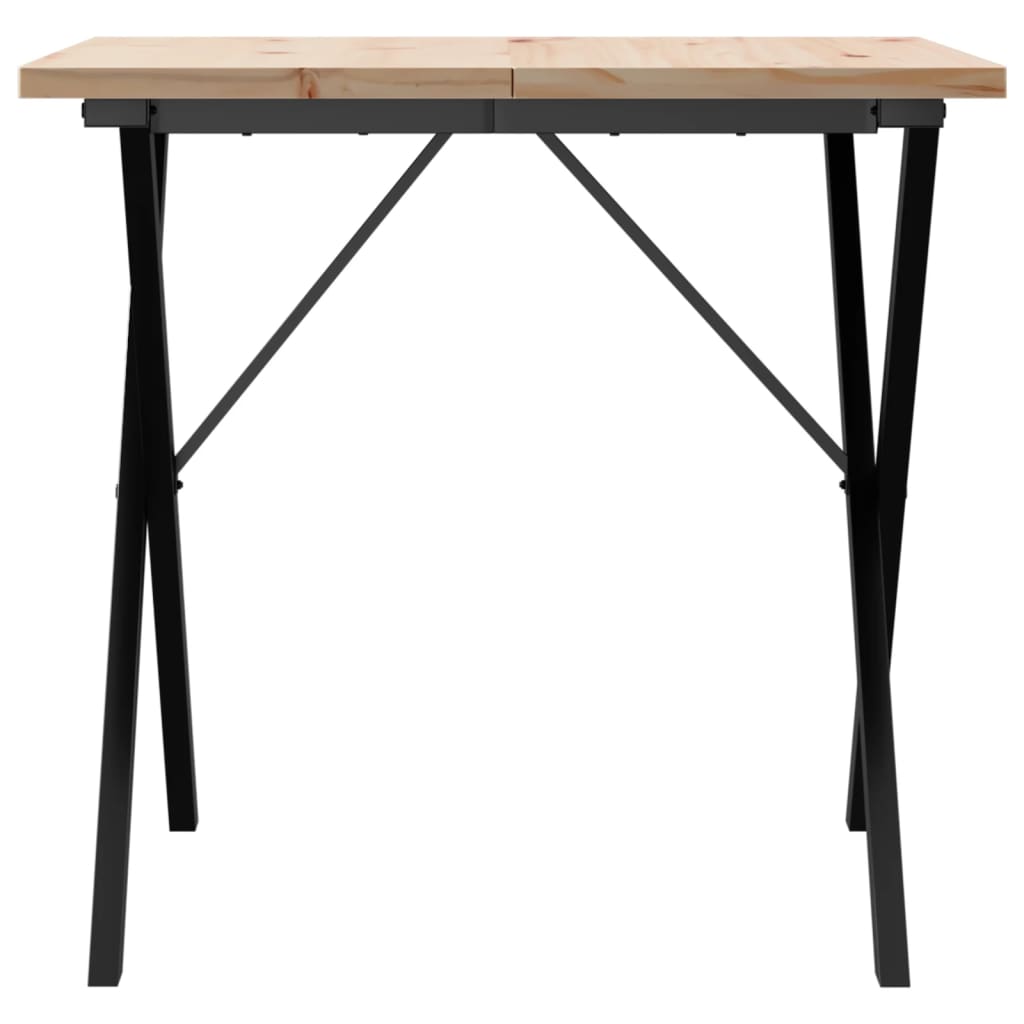 Eettafel X-frame 80x80x75,5 cm massief grenenhout en gietijzer - AllerleiShop