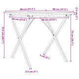 Eettafel X-frame 80x80x75,5 cm massief grenenhout en gietijzer - AllerleiShop