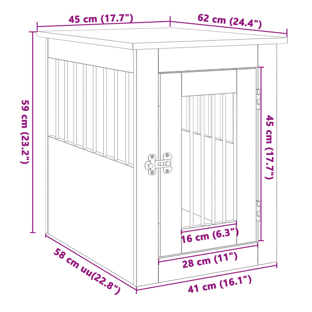 Hondenbench 45x62x59 cm bewerkt hout sonoma eikenkleurig - AllerleiShop