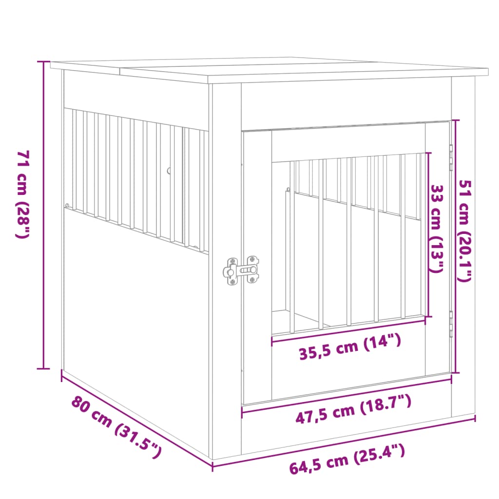 Hondenbench 64,5x80x71 cm bewerkt hout sonoma eikenkleurig - AllerleiShop