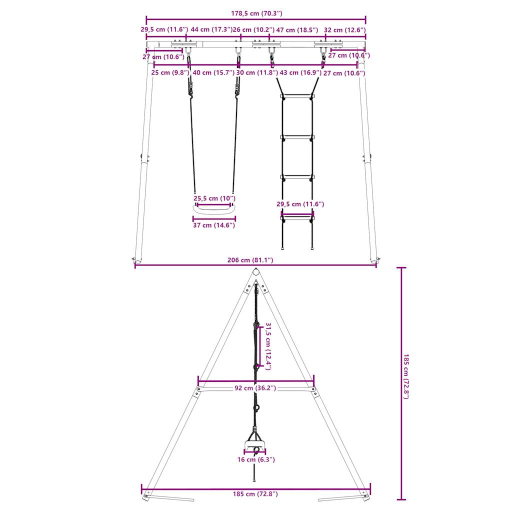 Schommelset met schommel en ladder