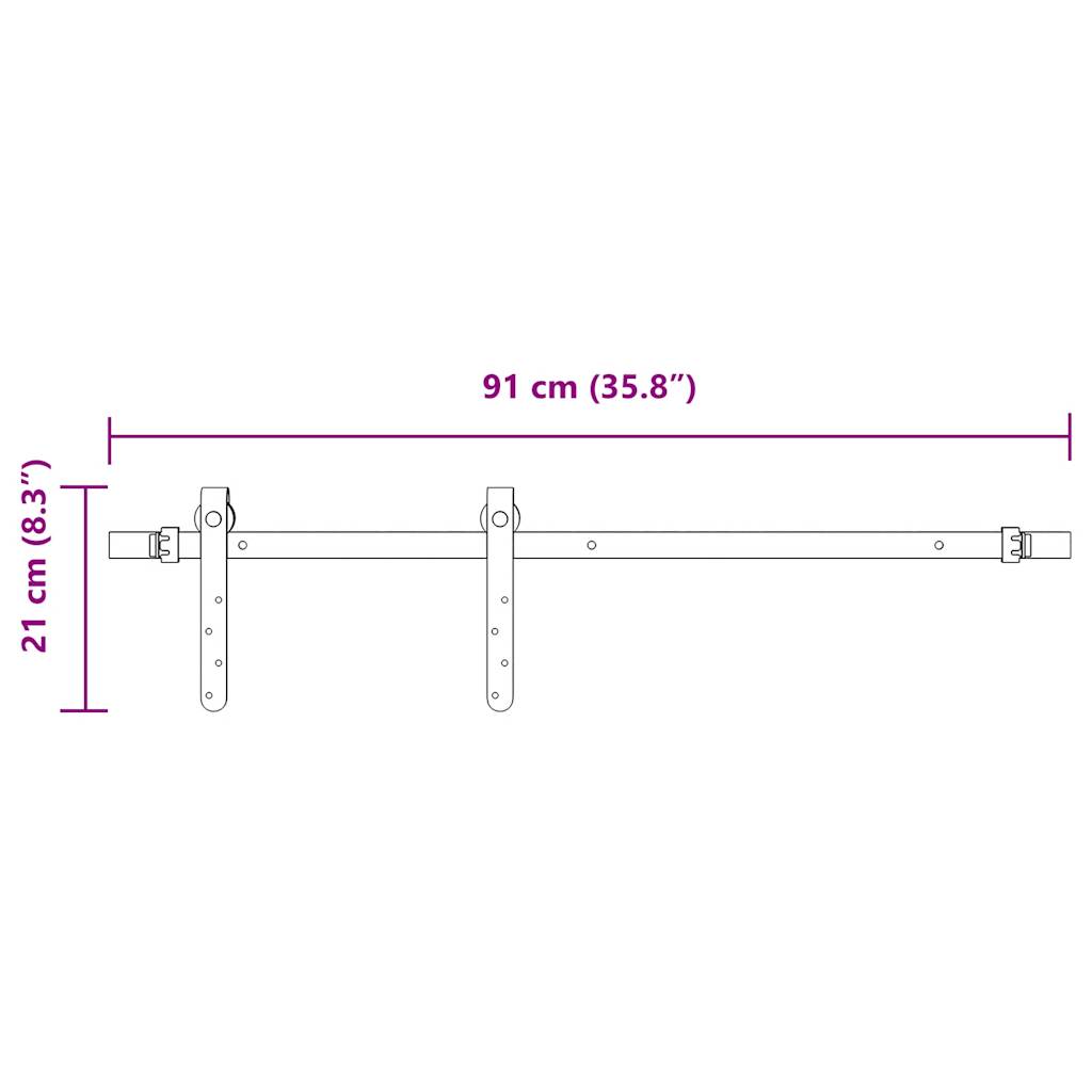 Ophangset voor schuifdeur 91 cm koolstofstaal - AllerleiShop