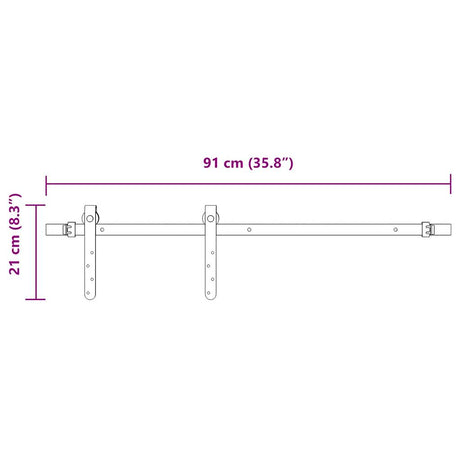 Ophangset voor schuifdeur 91 cm koolstofstaal - AllerleiShop