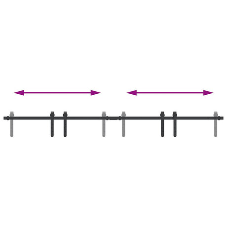 Ophangset voor schuifdeur 183 cm koolstofstaal - AllerleiShop