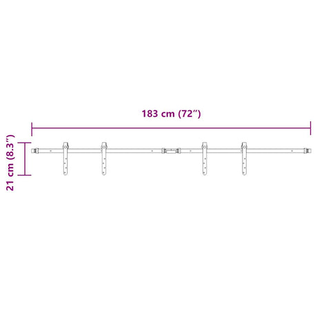 Ophangset voor schuifdeur 183 cm koolstofstaal - AllerleiShop