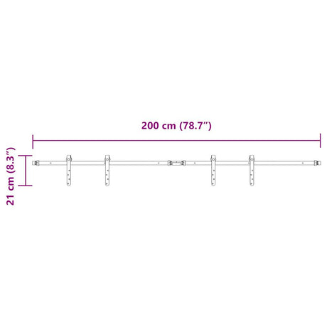 Ophangset voor schuifdeur 200 cm koolstofstaal - AllerleiShop